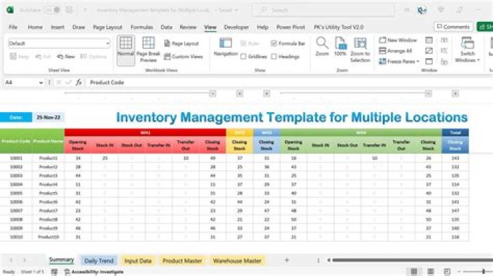 How do you keep track of inventory in Excel?