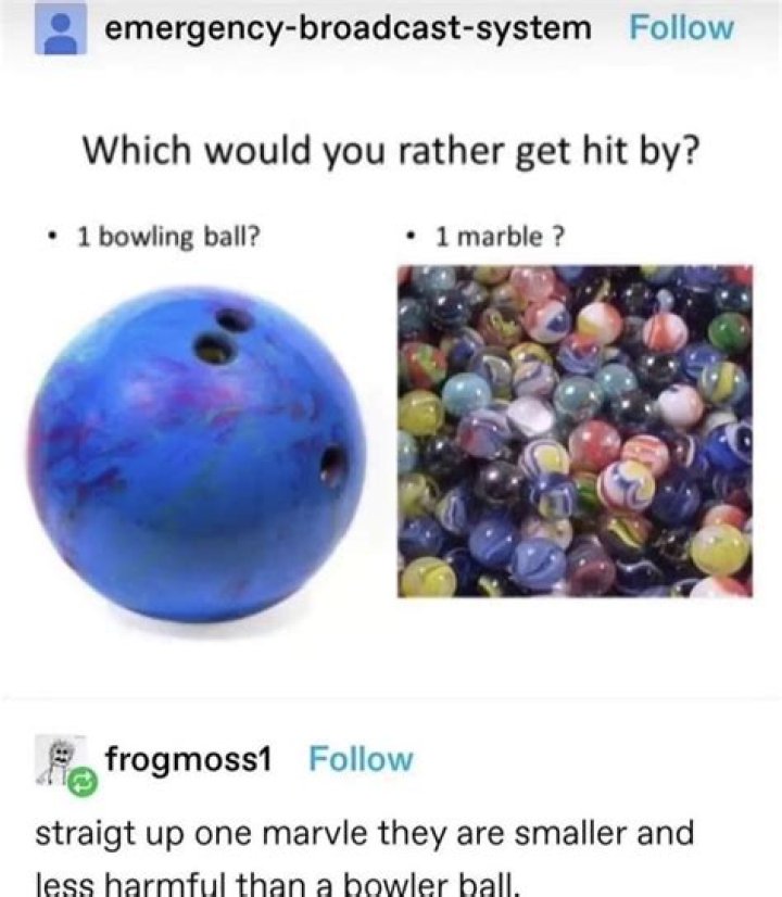 What falls faster bowling ball or marble?