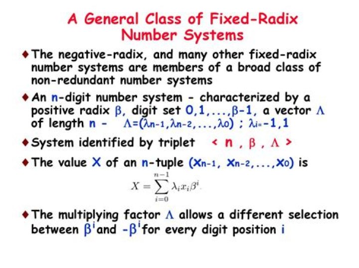 What is radix of a number system give Example Class 11?