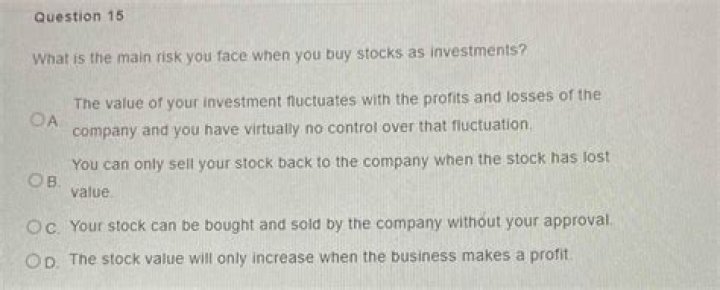 What is the main risk you face when you buy stocks as investments?