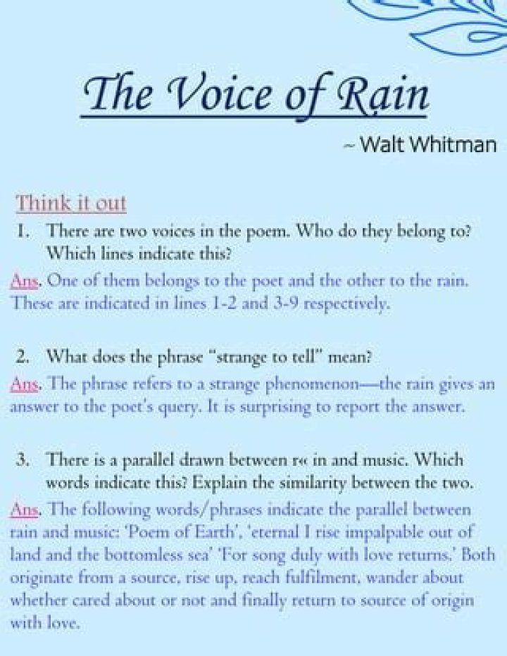 Why are the last two lines of the poem voice of the rain put in parenthesis?